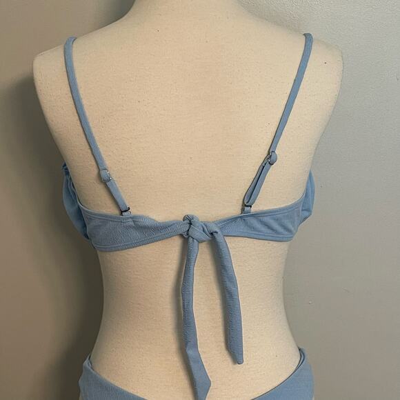 SHEIN Women’s Bikini Baby Blue Gathered Top Size‎ Large - Picture 5 of 7